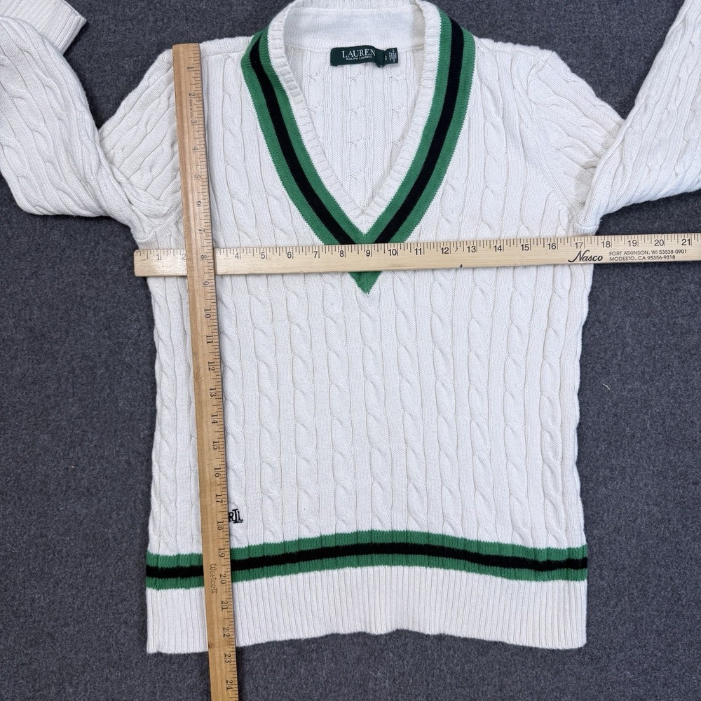 Lauren Ralph Lauren Cable Knit V Neck Sweater Womens M - Picture 8 of 11